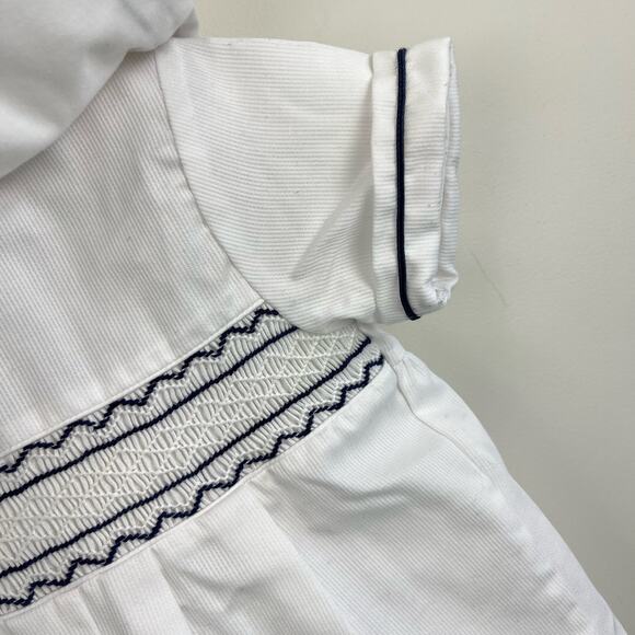 Vintage Rosy Kids Smocked White Sailor Romper 24 Months - Picture 3 of 8